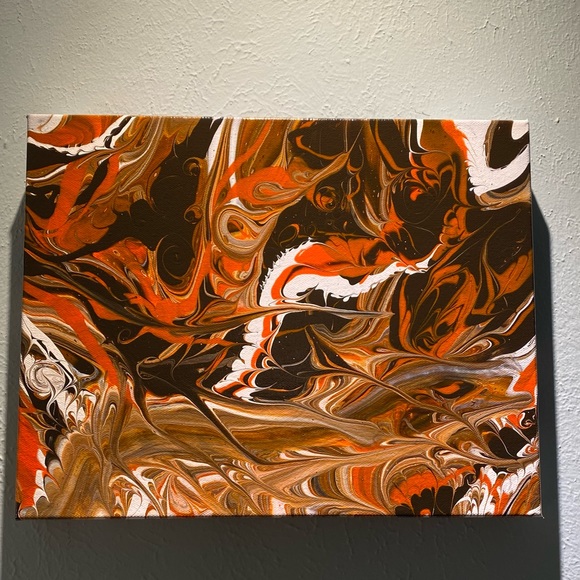 ❌SOLD Hand painted 11x14 abstract acrylic fluid pour art canvas painting brown - Picture 5 of 14